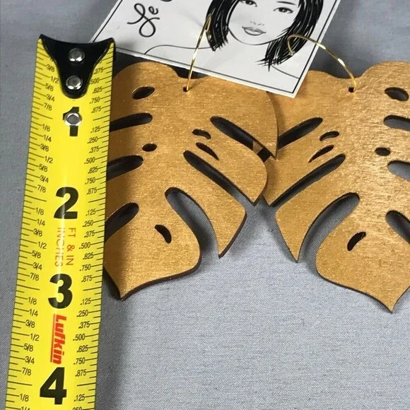 Hand Made Wooden Fashion Earrings - Picture 3 of 3